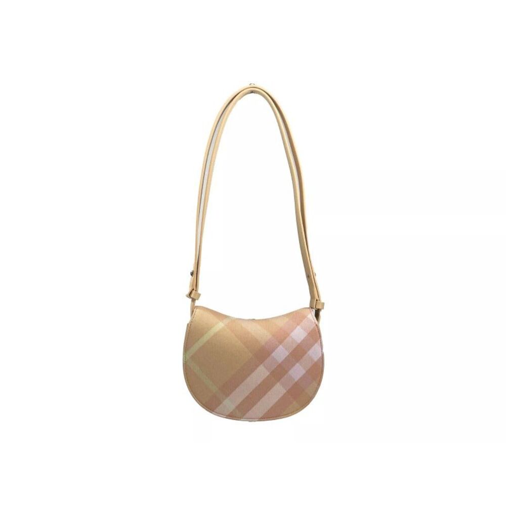 Burberry Mini Check Rocking Horse Crossbody Bag Purse Women's Peach - Picture 4 of 5